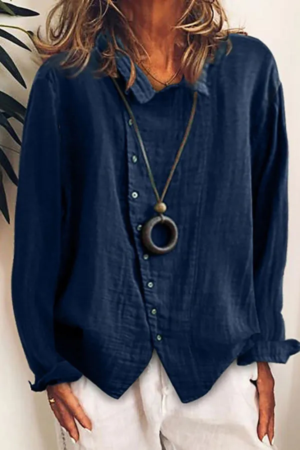 Women's Cotton And Linen Loose Shirt