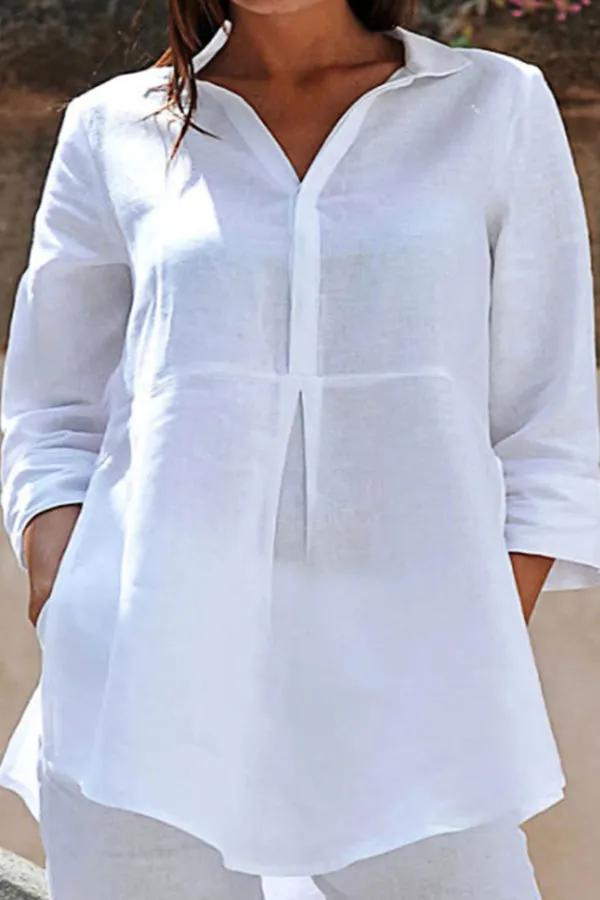 Women's Cotton And Linen Loose Shirt