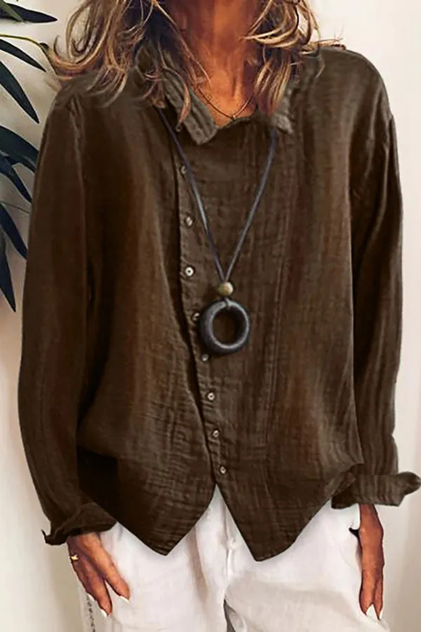 Women's Cotton And Linen Loose Shirt