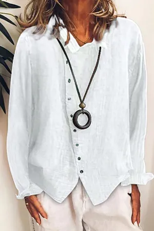 Women's Cotton And Linen Loose Shirt