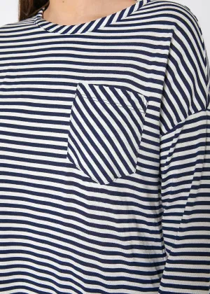Women's Crewneck Round Hem Stripe Top