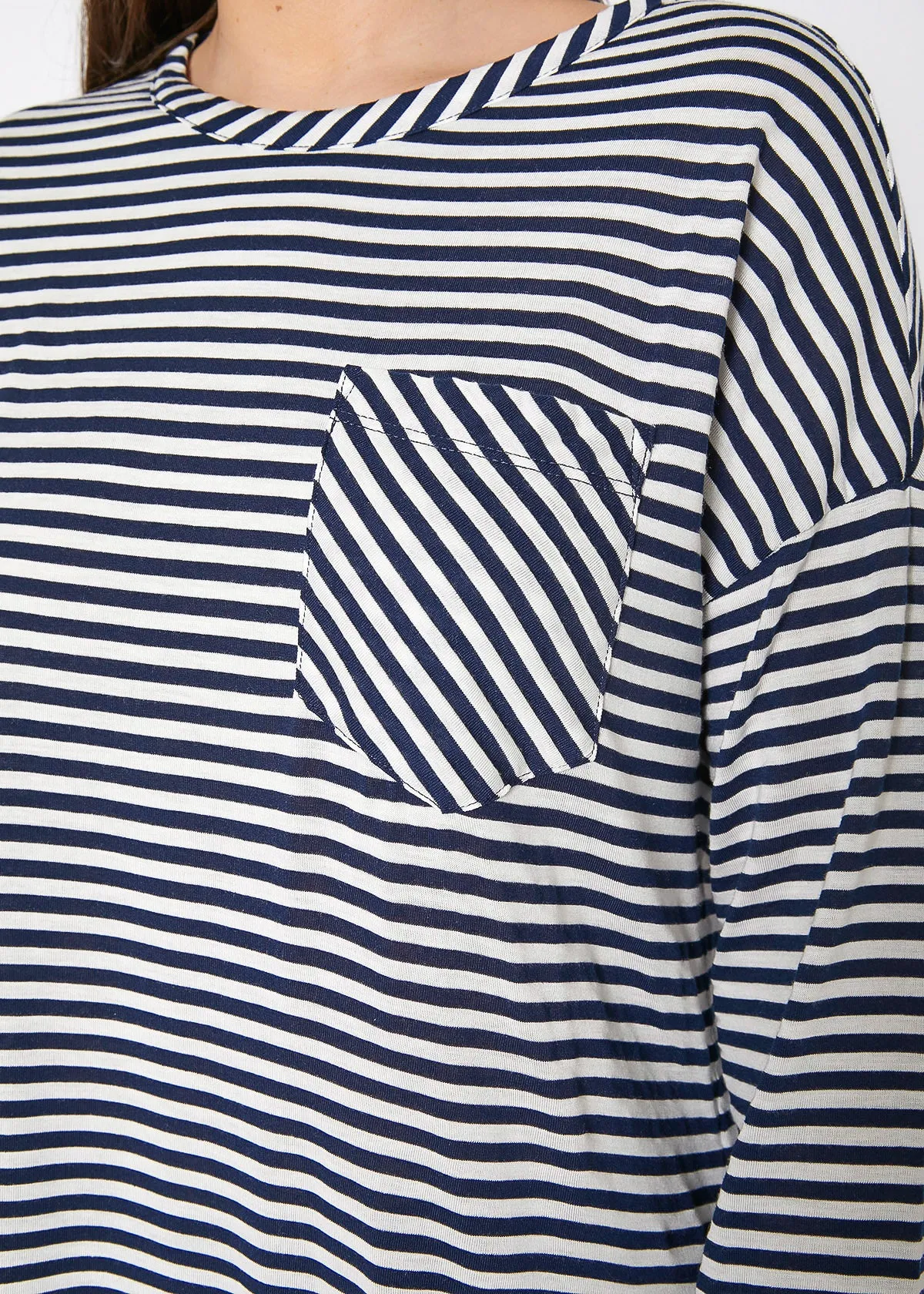 Women's Crewneck Round Hem Stripe Top