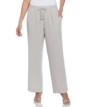 Women's Cross Dyed Linen Blend Wide Leg Drawstring Pant