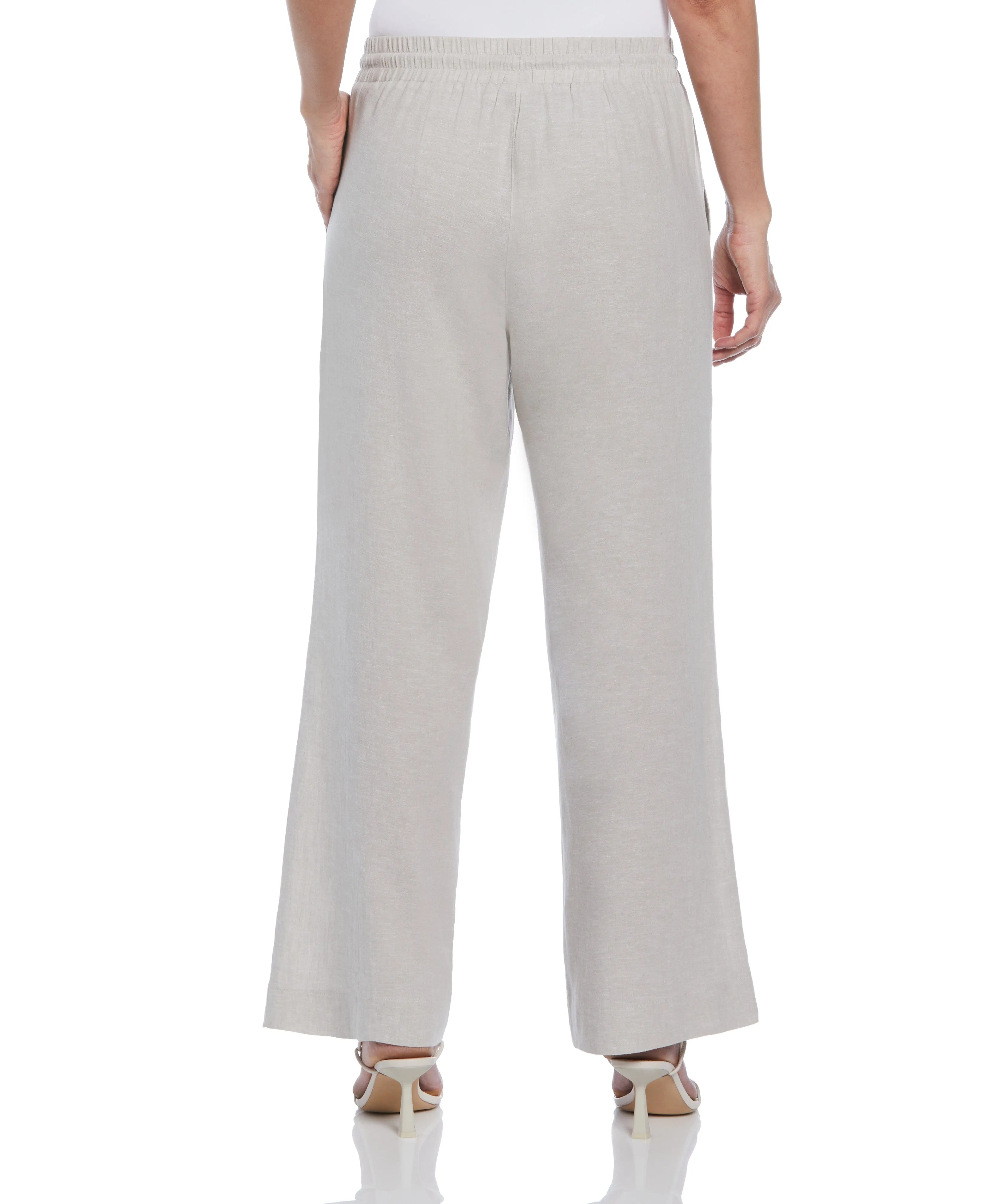 Women's Cross Dyed Linen Blend Wide Leg Drawstring Pant