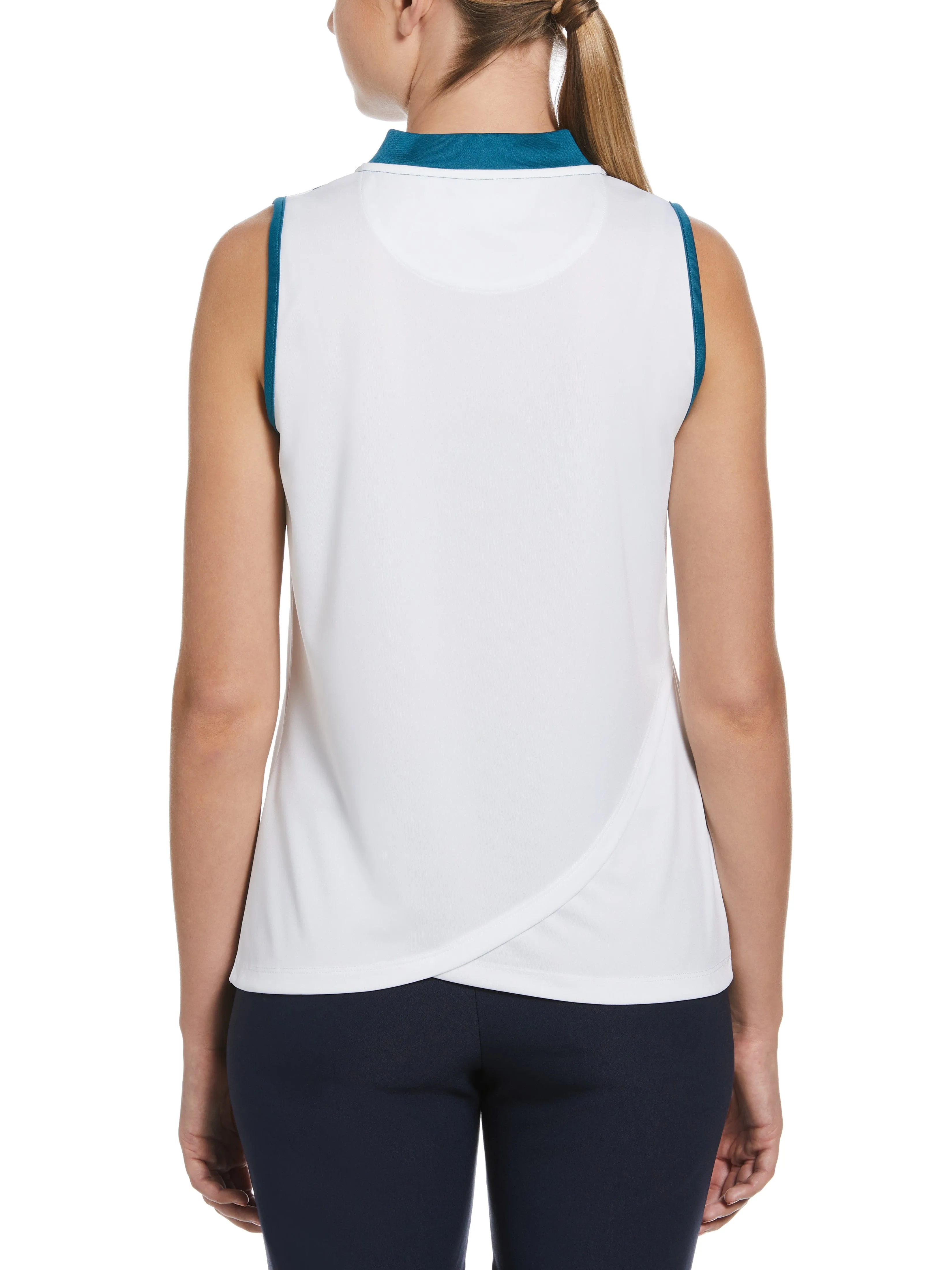 Women's Geometric Print Golf Shirt with Overlapping Back Detail