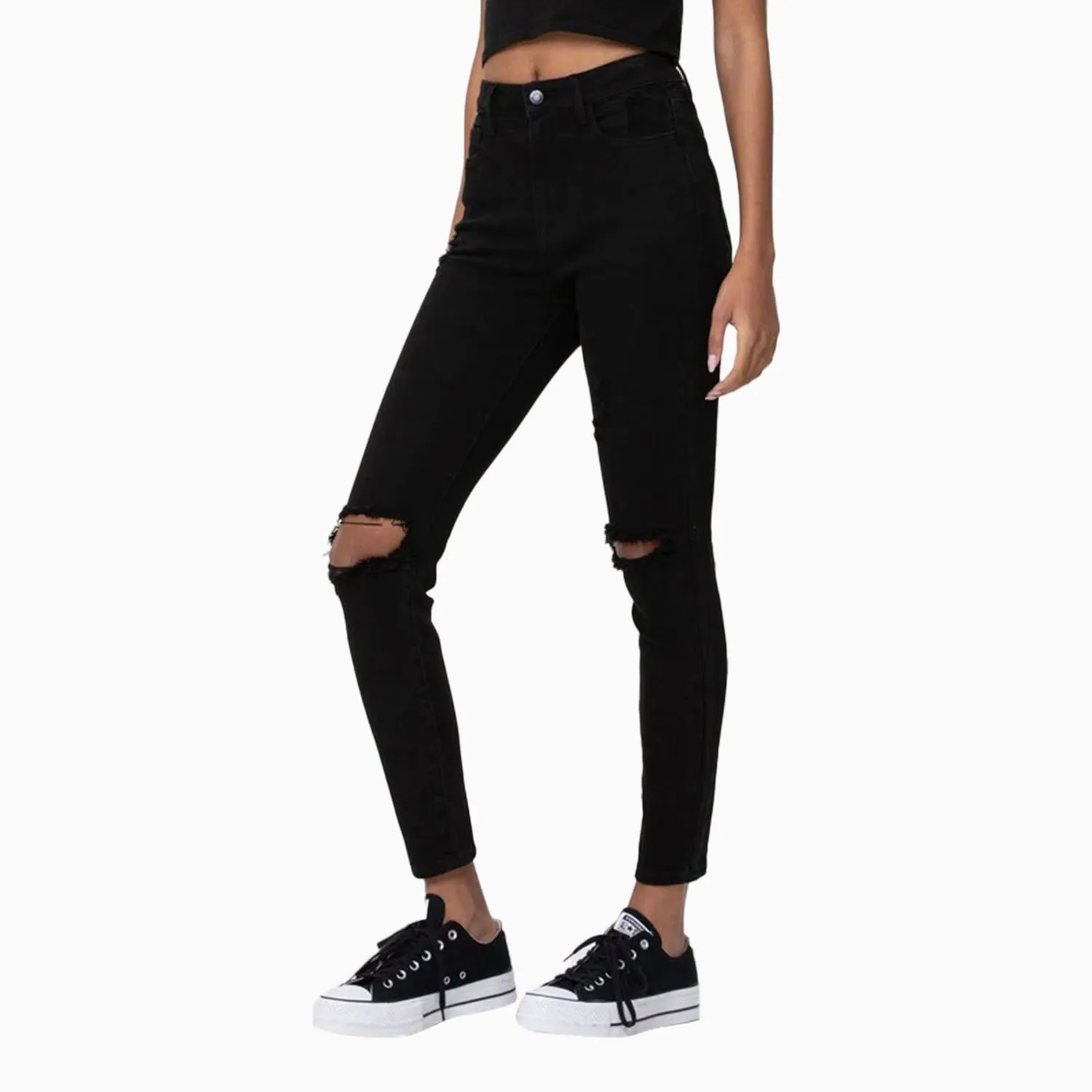 Women's High Rise Distress Ankle Skinny Pant