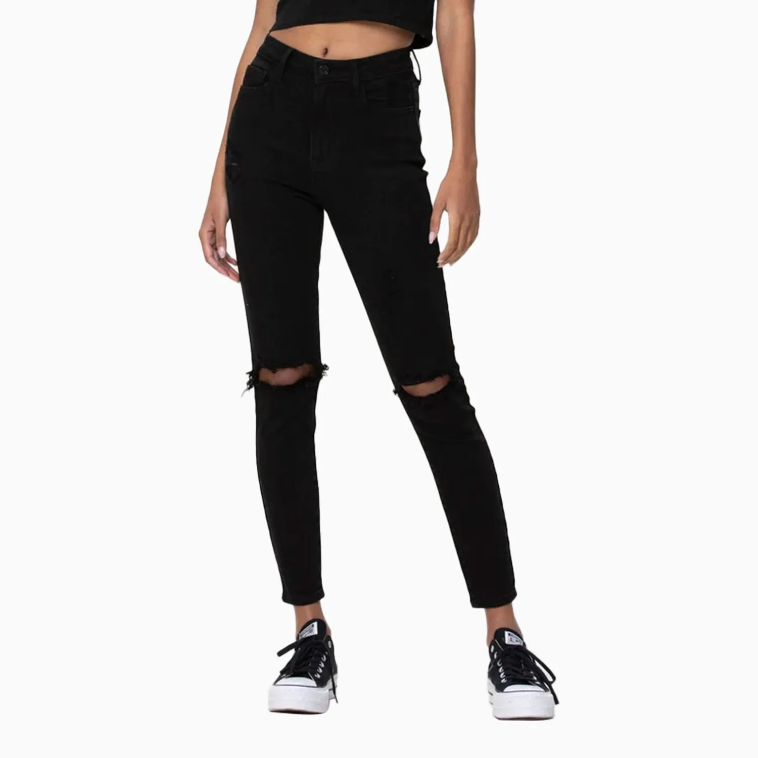 Women's High Rise Distress Ankle Skinny Pant