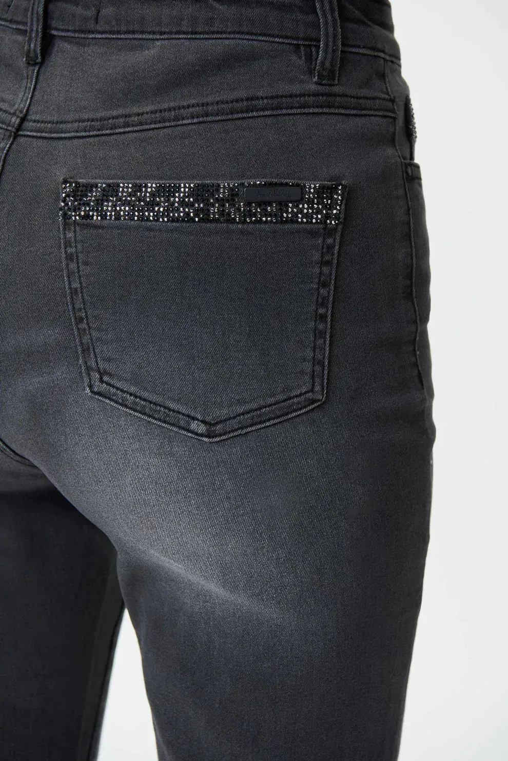 Women's Joseph Ribkoff |High Rise Straight Embellished Jean | Charcoal