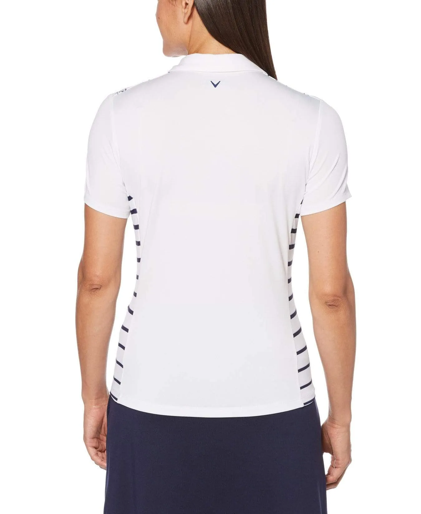 Womens Mini Print Stripe Polo