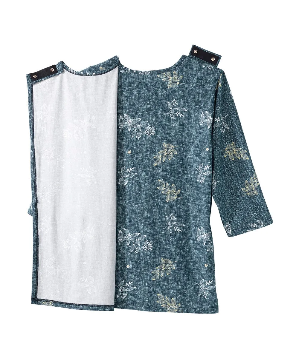 Women's Open Back Faux Button Top