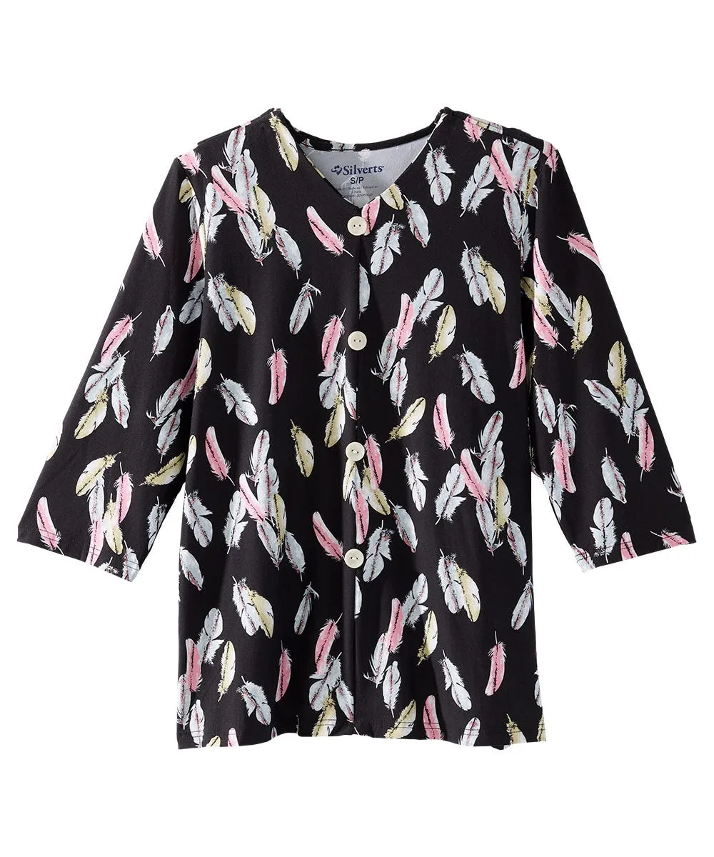 Women's Open Back Faux Button Top