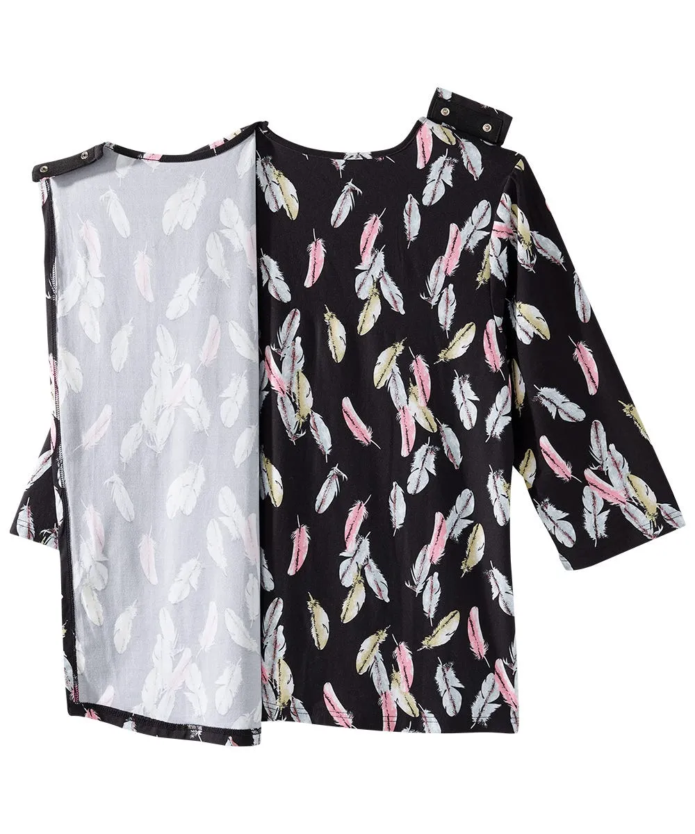 Women's Open Back Faux Button Top