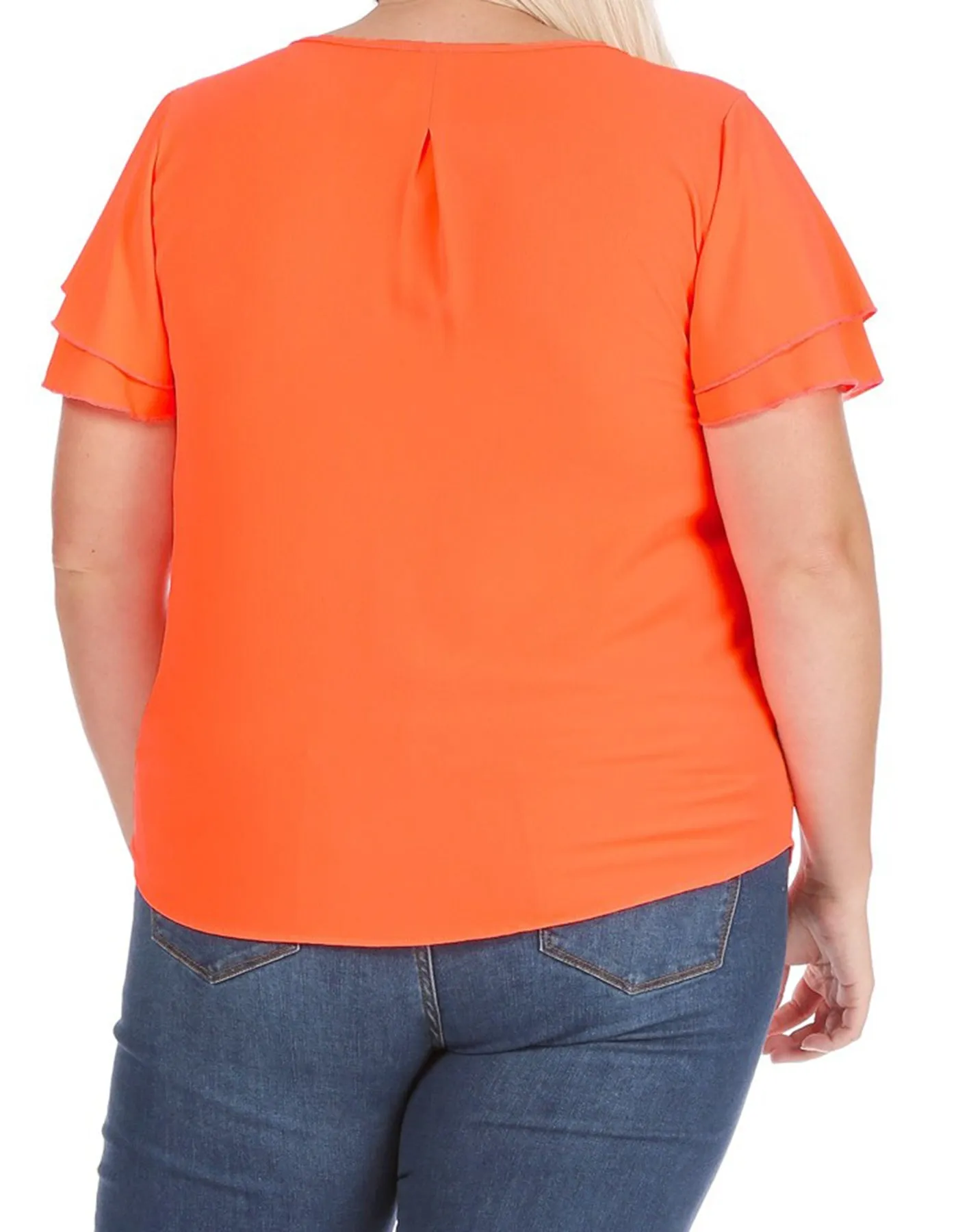 Women's Plus Size Casual Solid Flowy Short Sleeve Round Neck Key Hole Blouse