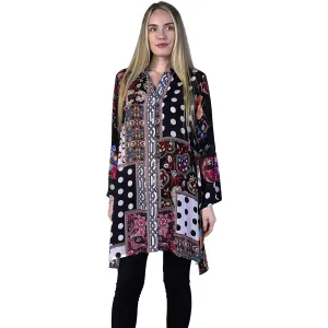 Women's Shana Viscose Button Down Tunic Blk Multi/Dots