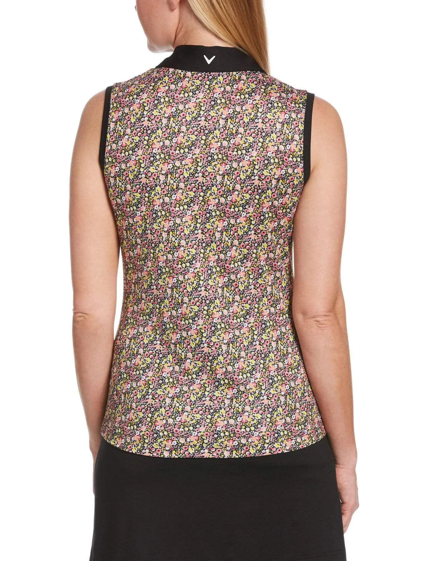 Womens Tiny Floral Print Polo