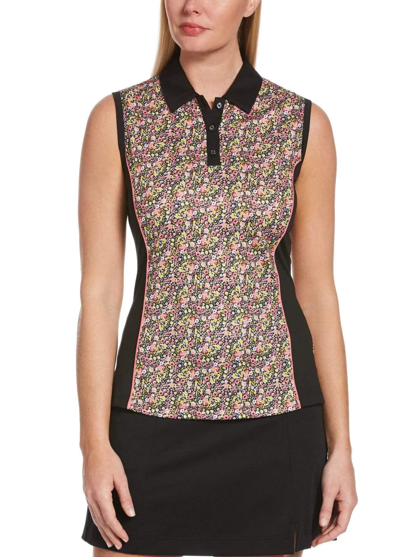 Womens Tiny Floral Print Polo