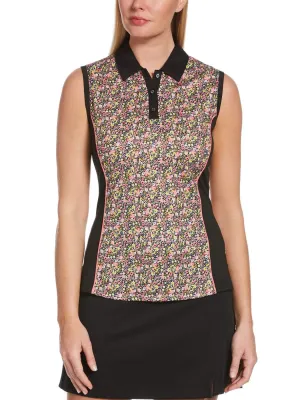 Womens Tiny Floral Print Polo
