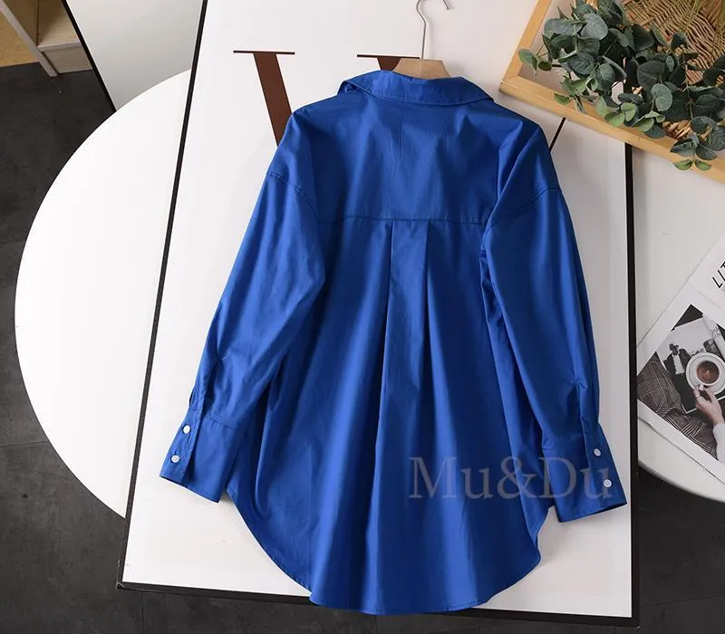 Women's V-neck Loose Poplin Shirt
