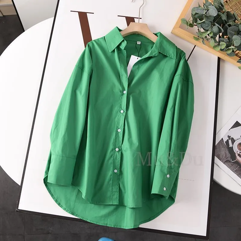 Women's V-neck Loose Poplin Shirt