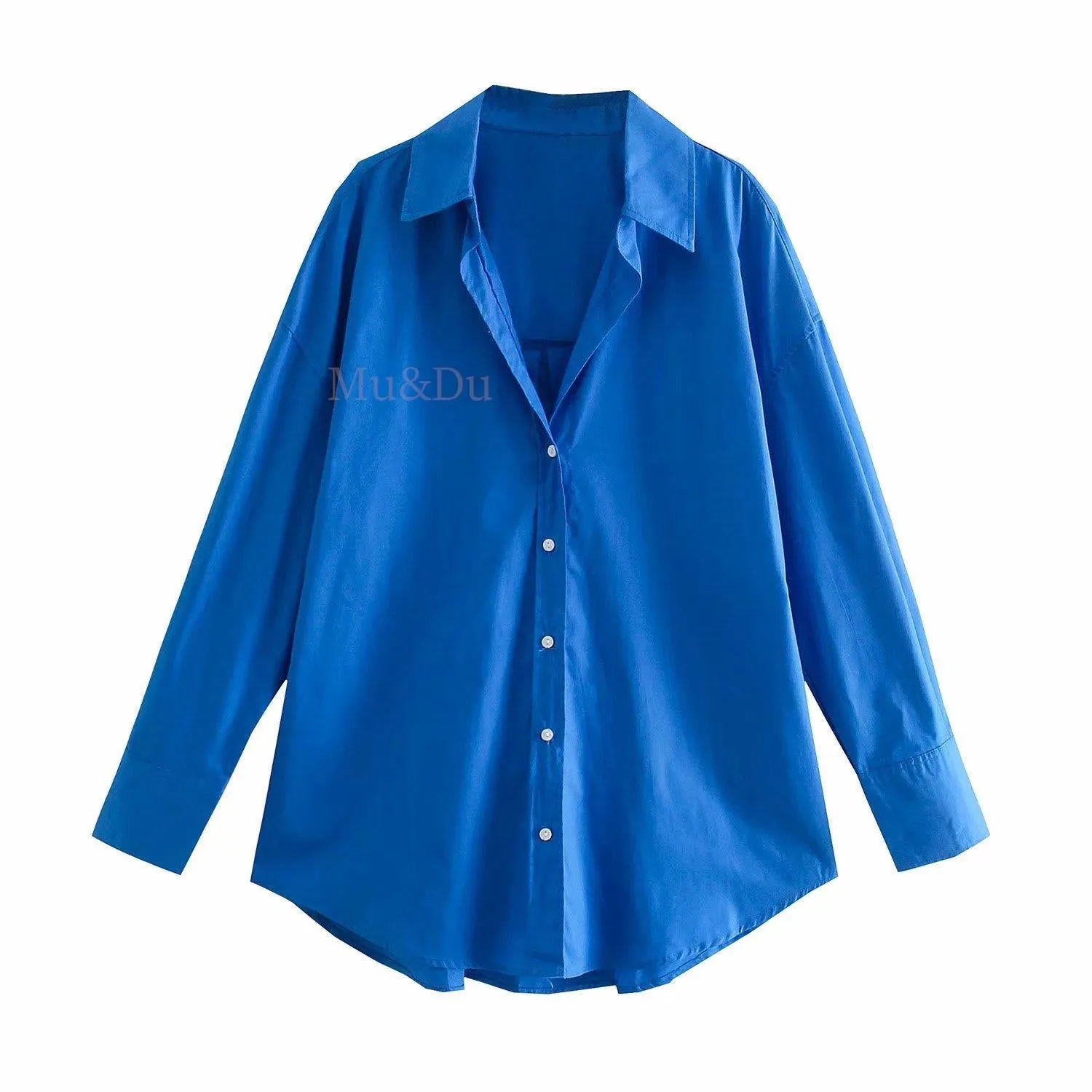 Women's V-neck Loose Poplin Shirt