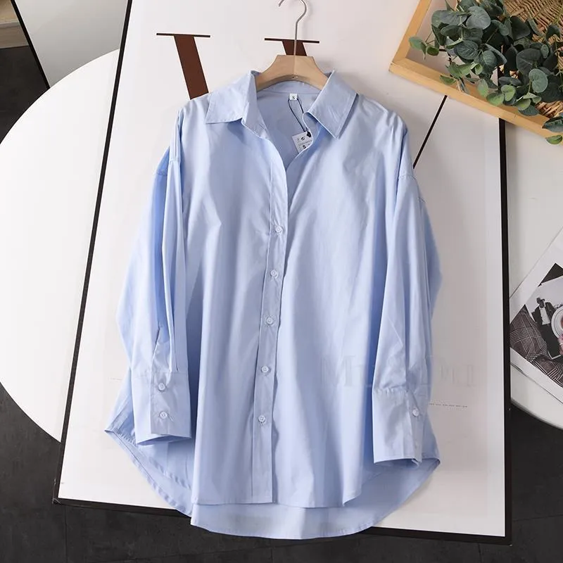Women's V-neck Loose Poplin Shirt