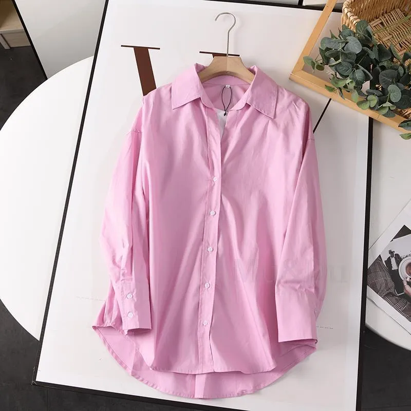 Women's V-neck Loose Poplin Shirt