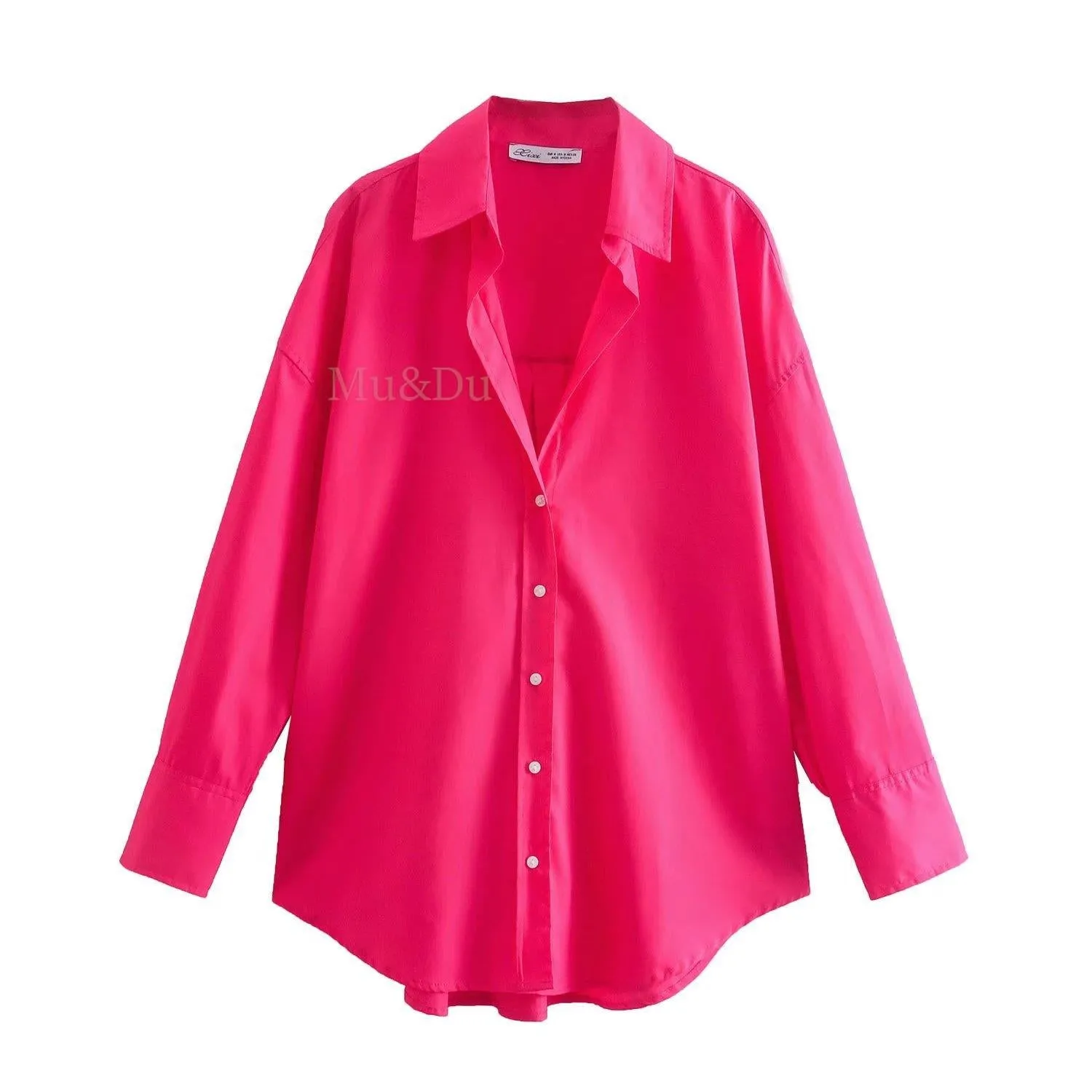 Women's V-neck Loose Poplin Shirt