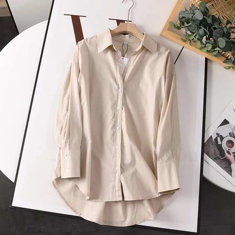 Women's V-neck Loose Poplin Shirt
