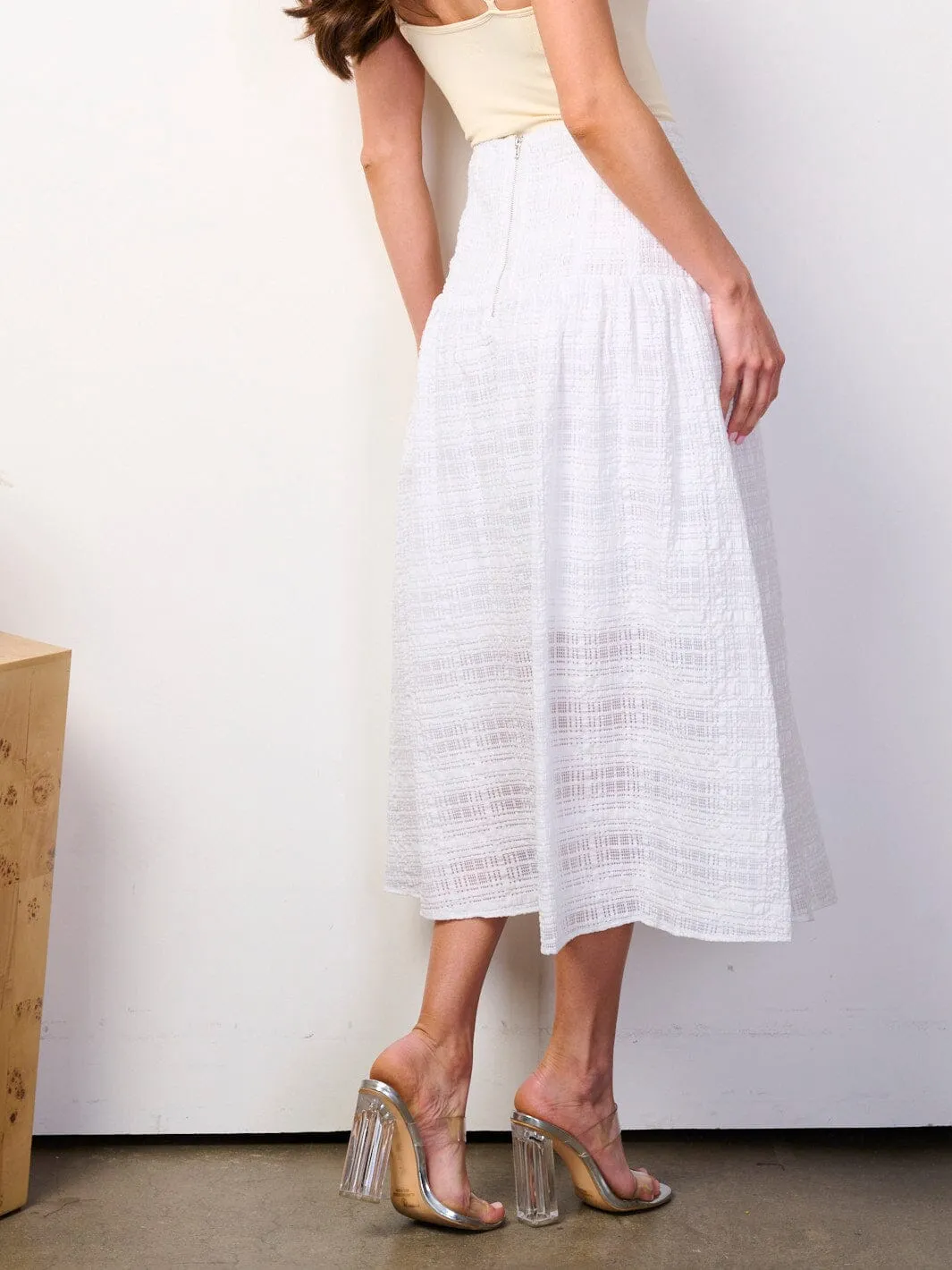 WOMEN'S ZIP UP DETAILED MIDI SKIRT