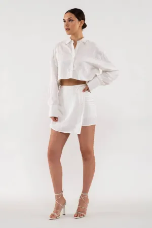 Wrap Linen Mini Skirt
