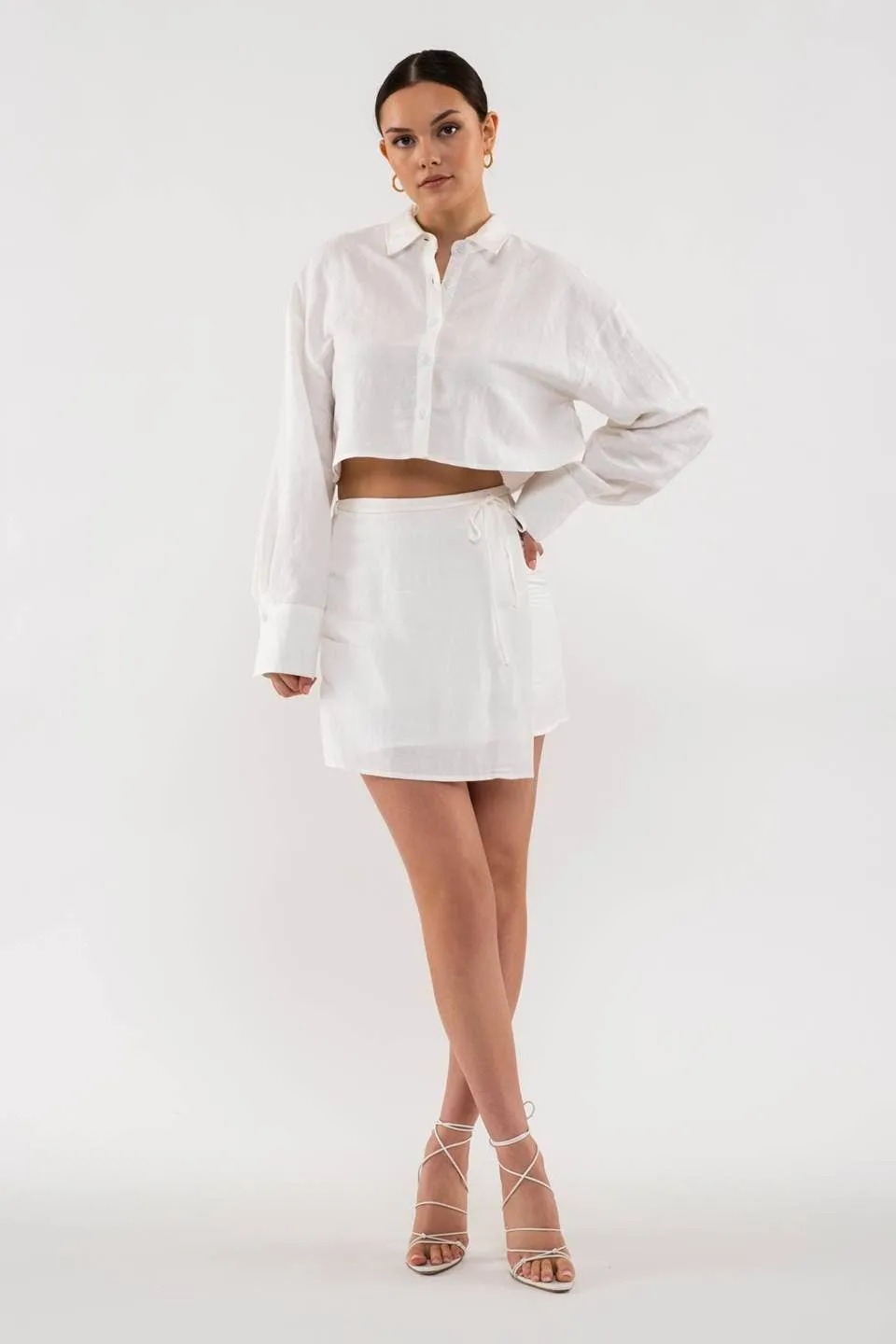 Wrap Linen Mini Skirt