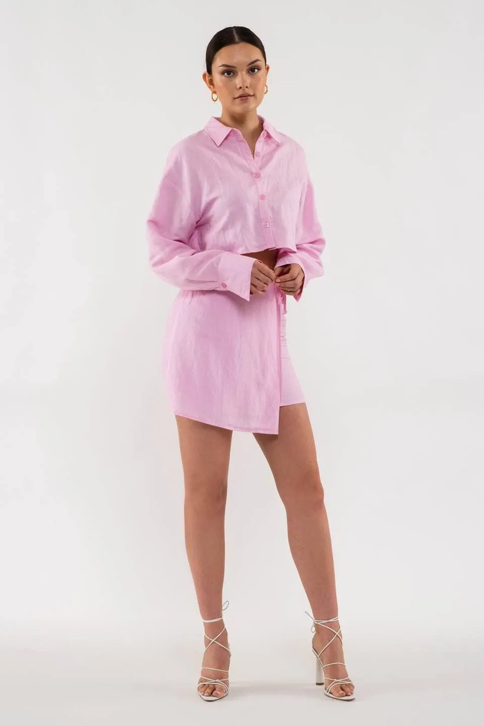 Wrap Linen Mini Skirt