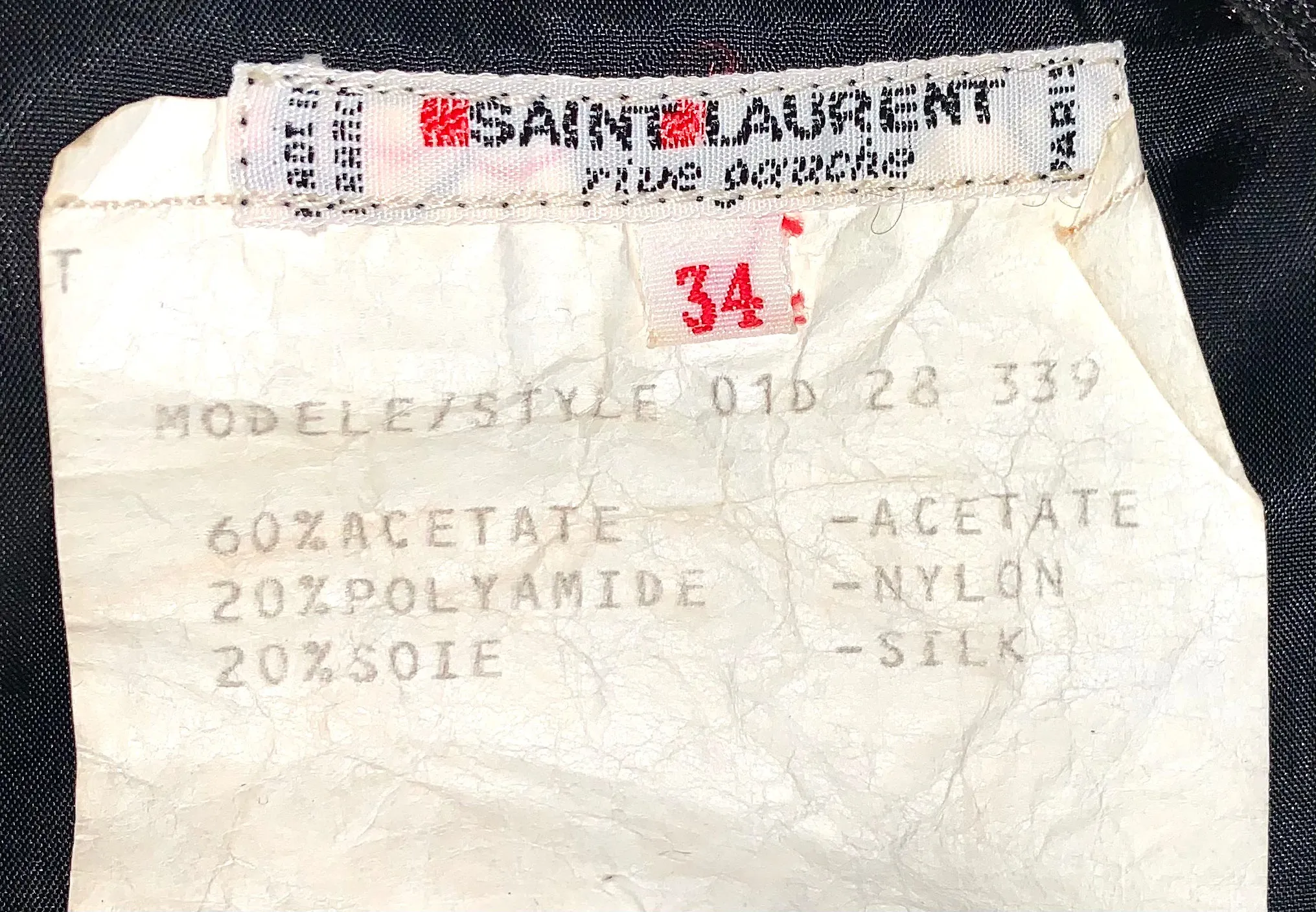 YSL Saint Laurent Rive Gauche 80s Black Tunic with Red & Green Faux Gems