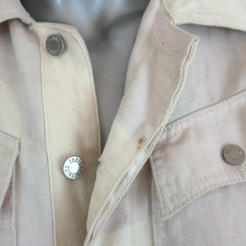 Zadig & Voltaire Jacket Kimi Ivory/Light Pink Camouflage Denim Size Small