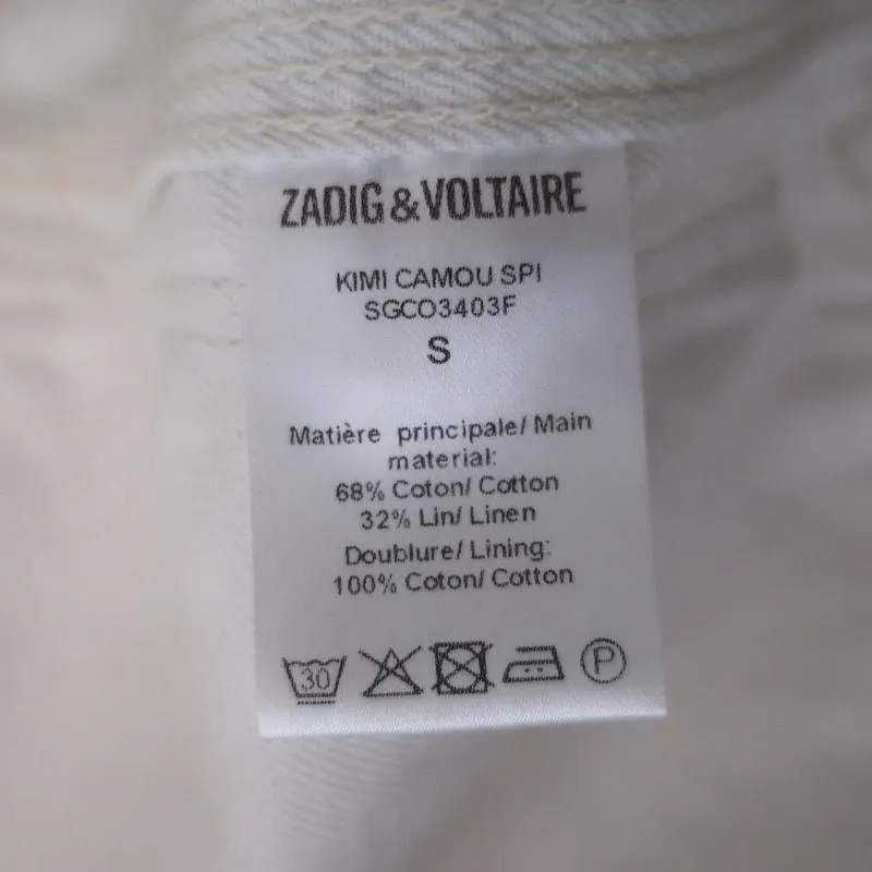 Zadig & Voltaire Jacket Kimi Ivory/Light Pink Camouflage Denim Size Small