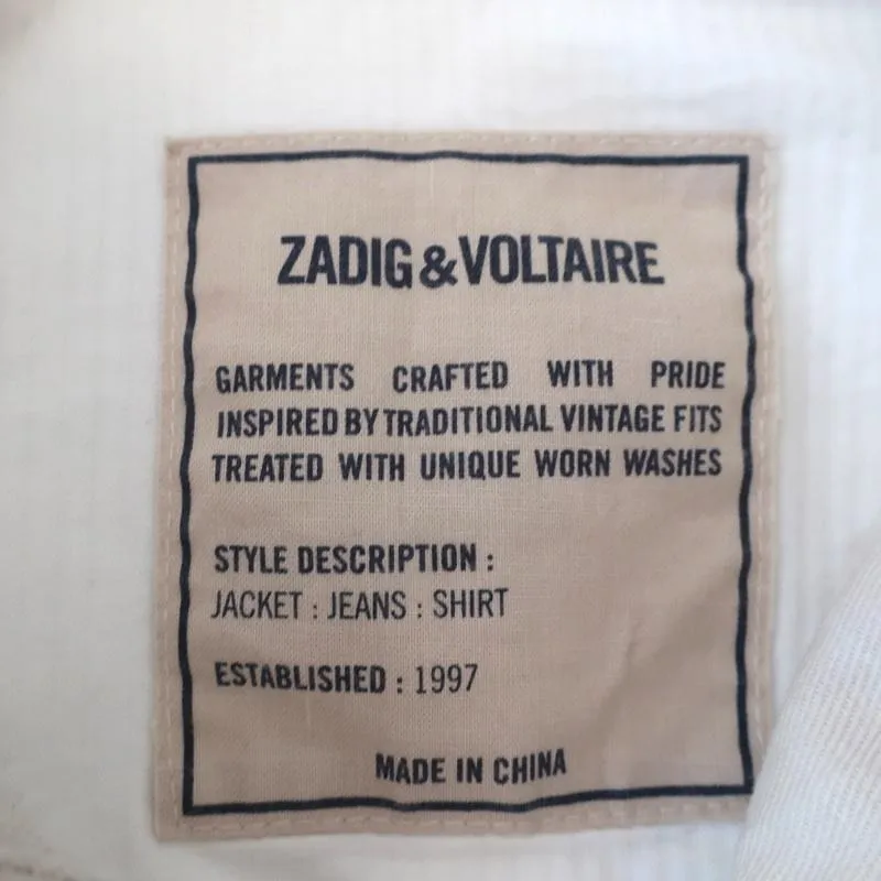 Zadig & Voltaire Jacket Kimi Ivory/Light Pink Camouflage Denim Size Small