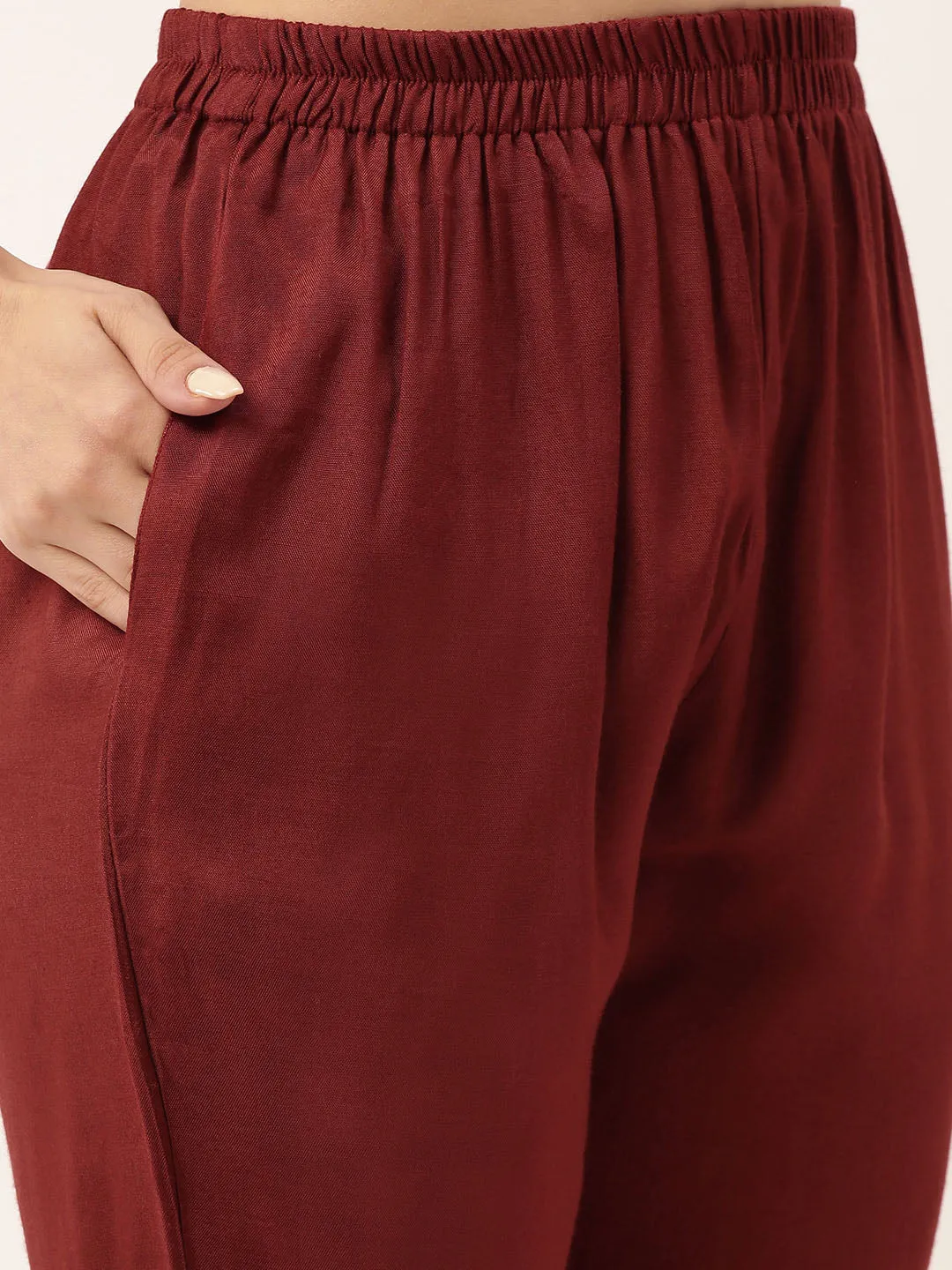ZOLA Exclusive Silk All Over Floral Print Maroon Straight Kurta Set With Dupatta For Women
